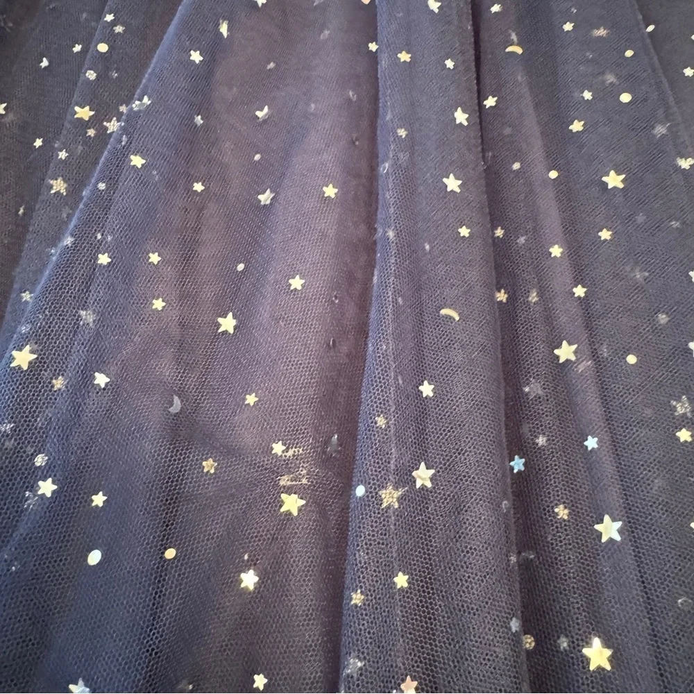 Children's Starlit Midnight Blue Maxi Skirt Star Sequin Tulle Skirt 10